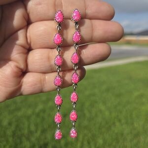 Hot Pink Fire Opal Post Earrings